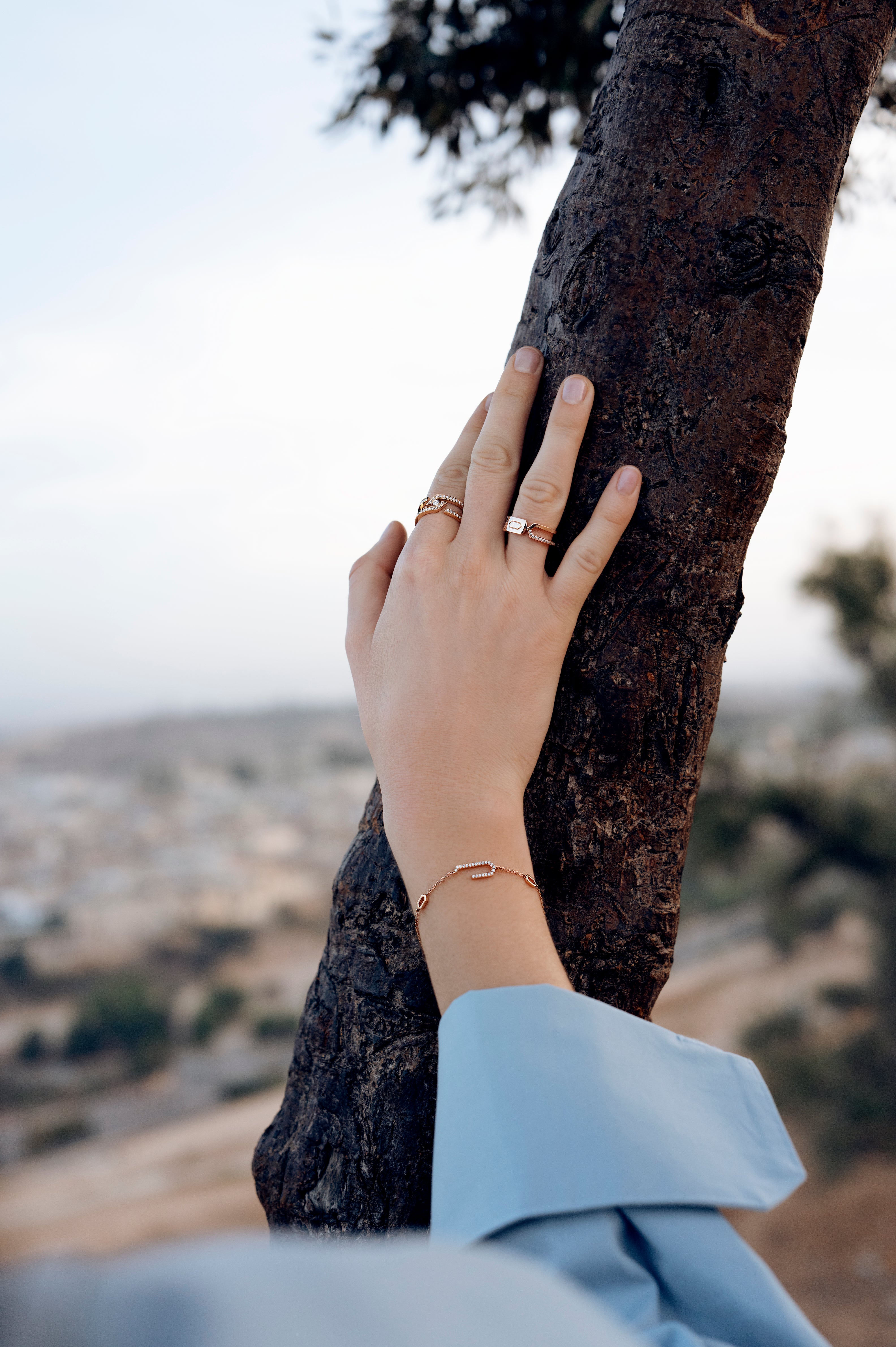 ROOTS MUSE DUET RING HALF PAVÉ- S