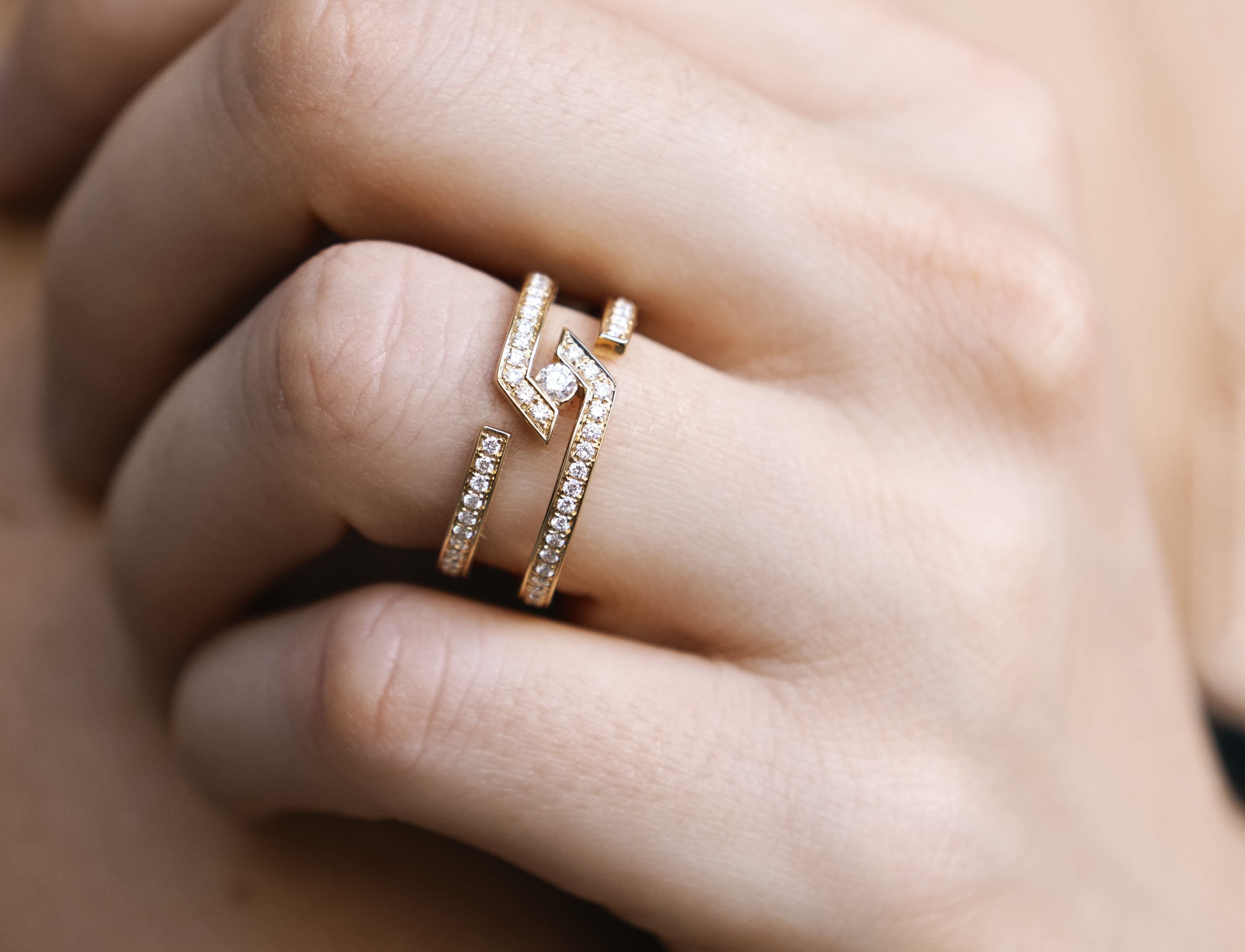 ROOTS MUSE DUET RING PAVÉ - L